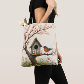 Folk Art Bird und Birdhouse Tasche (Von Nahem)