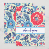 Folk Art Bird und Strawberry Danke Karte (Vorne/Hinten)