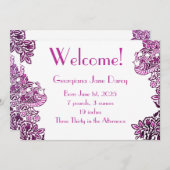 Folk Art Birds Blume Acorns Blue Einladung (Vorne/Hinten)