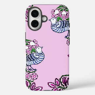 Folk Art Birds Blume Acorns iPhone 16 Hülle
