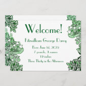 Folk Art Birds Blume Acorns Green Einladung (Vorne/Hinten)