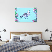 Folk Art Birds Blume Acorns Leinwanddruck (Insitu (Schlafzimmer))