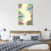 Folk Art Birds Blume Acorns Leinwanddruck (Insitu (Schlafzimmer))