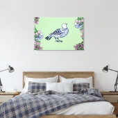 Folk Art Birds Blume Acorns Leinwanddruck (Insitu (Schlafzimmer))