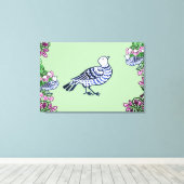 Folk Art Birds Blume Acorns Leinwanddruck (Insitu (Holzboden))