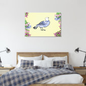 Folk Art Birds Blume Acorns Leinwanddruck (Insitu (Schlafzimmer))