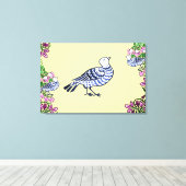 Folk Art Birds Blume Acorns Leinwanddruck (Insitu (Holzboden))