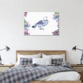 Folk Art Birds Blume Acorns Leinwanddruck (Insitu (Schlafzimmer))