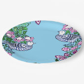 Folk Art Birds Blume Acorns Pappteller (Schrägansicht)