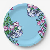 Folk Art Birds Blume Acorns Pappteller (Vorderseite)