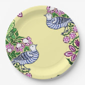 Folk Art Birds Blume Acorns Pappteller (Vorderseite)