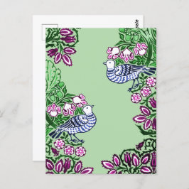 Folk Art Birds Blume Acorns Postkarte
