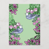 Folk Art Birds Blume Acorns Postkarte (Vorderseite)