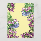 Folk Art Birds Blume Acorns Postkarte (Vorderseite)