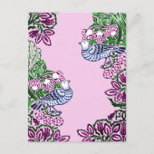 Folk Art Birds Blume Acorns Postkarte (Vorderseite)