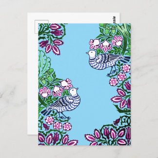 Folk Art Birds Blume Acorns Postkarte