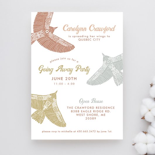 Folk Art Birds Open House geht weg Party Einladung