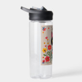 Folk Art Black Cat und Blume Personalisiert Trinkflasche (Rechts)