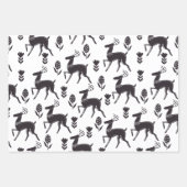 Folk Art Black Deer Trio II Geschenkpapier Set (Vorderseite)