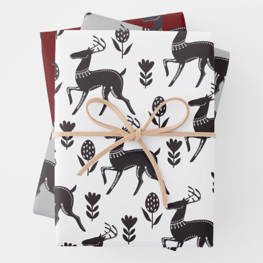 Folk Art Black Deer Trio II Geschenkpapier Set (Beispiel)