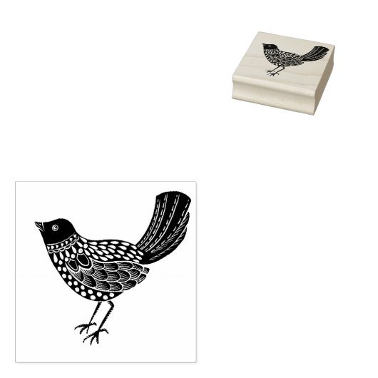 Folk Art Blackbird Gummistempel (Stempel)