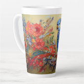 Folk Art Blue Parakeet mit Paisley und Blume Milchtasse (Linke Ecke)