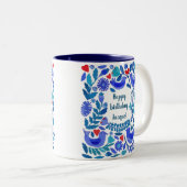Folk Art Bluebird personalisierte Mug Zweifarbige Tasse (VorderseiteRechts)
