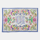 Folk Art Blume | Dankbar, dankbar, gesegnet Geschirrtuch (Horizontal)