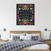 Folk Art Blume | Dankbar, dankbar, gesegnet Leinwanddruck (Insitu (Schlafzimmer))