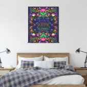 Folk Art Blume | Dankbar, gesegnet Leinwanddruck (Insitu (Schlafzimmer))