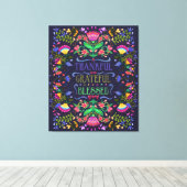 Folk Art Blume | Dankbar, gesegnet Leinwanddruck (Insitu (Holzboden))