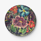 Folk Art Blume in Bloom Pappteller (Vorderseite)
