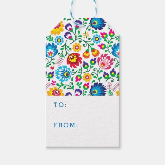 Folk Art Blume Muster 2 Geschenkanhänger (Vorderseite)