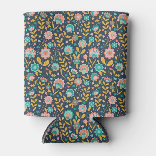 Folk Art Blume Muster Dosenkühler (Vorderseite)