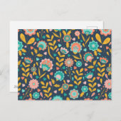 Folk Art Blume Muster Feiertagspostkarte (Vorne/Hinten)