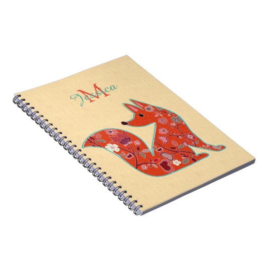 Folk Art Blume Muster Fox Personalisiert Notizblock (Rechte Seite)
