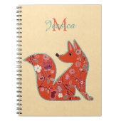 Folk Art Blume Muster Fox Personalisiert Notizblock (Vorderseite)