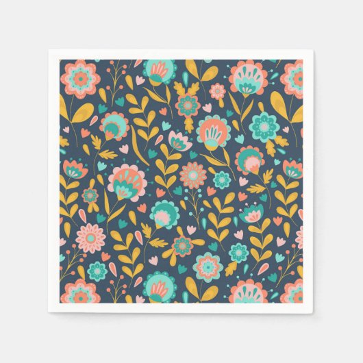 Folk Art Blume Muster Serviette (Vorderseite)