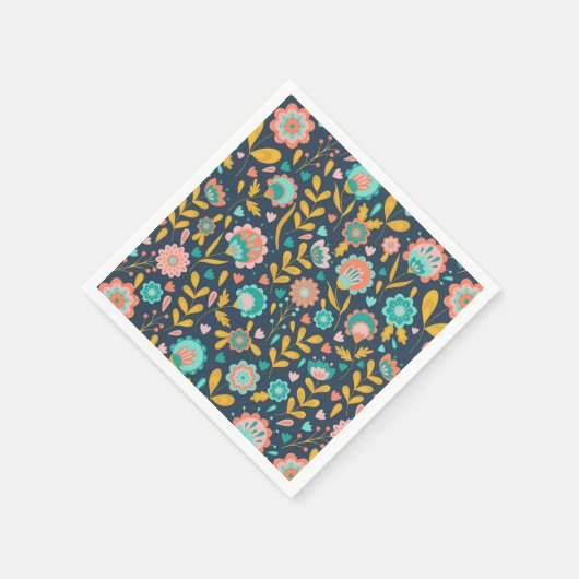 Folk Art Blume Muster Serviette (Ecke)