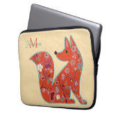Folk Art Blume Pattern Fox Laptopschutzhülle (Vorderseite Links)