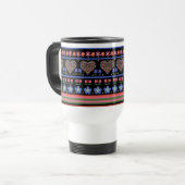 Folk Art Border, Black Non Spill Travel Mug Reisebecher (Vorderseite Links)