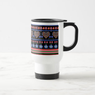 Folk Art Border, Black Non Spill Travel Mug Reisebecher