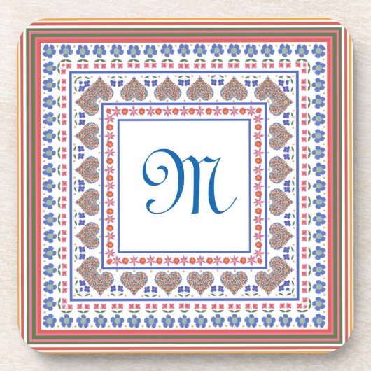 Folk Art Border Set der Untersetzer (Vorderseite)