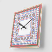 Folk Art Border Square Wall Uhr (Winkel)