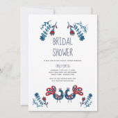 Folk Art Brautparty lädt skandinavische Vögel ein Einladung (Vorderseite)