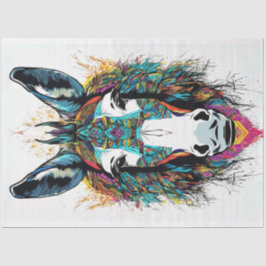 Folk Art Bright Colors Donkey Decoupage Seidenpapier