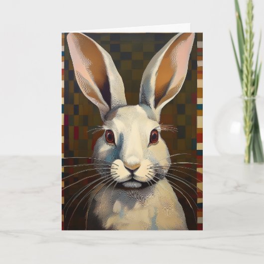 Folk Art Bunny Rabbit Art Blank Card Karte (Vorderseite)