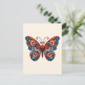 Folk Art Butterfly Postkarte (Stehend Vorderseite)