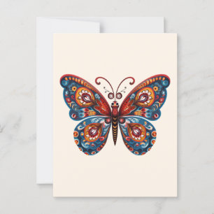 Folk Art Butterfly Postkarte