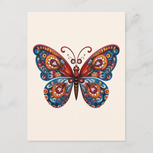 Folk Art Butterfly Postkarte (Vorderseite)
